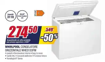 Trony WHIRLPOOL CONGELATORE ORIZZONTALE WHE3133FM offerta