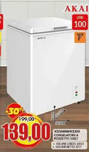 Risparmio Casa ΑΚΑΙ LITRI 100 ICE104SW/CE103 CONGELATORE A POZZETTO 100LT offerta