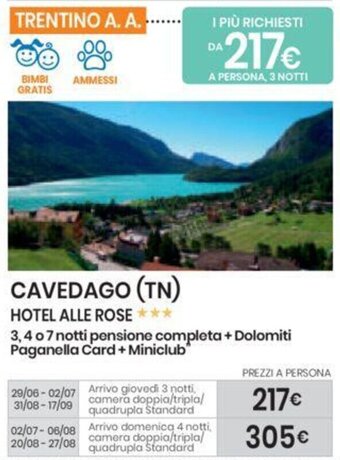 Eurospin CAVEDAGO (TN) HOTEL ALLE ROSE offerta