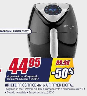 Trony ARIETE FRIGGITRICE 4616 AIR FRYER DIGITAL offerta
