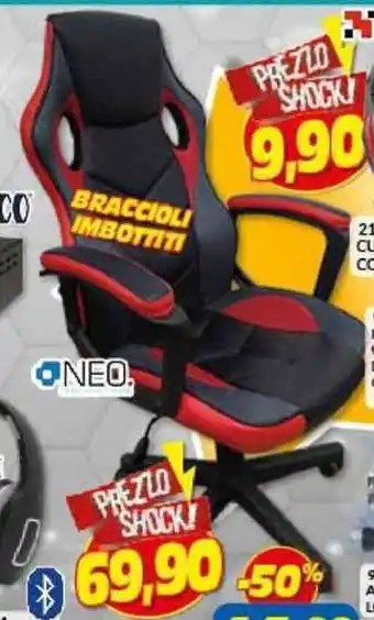 Risparmio Casa NEO PREZZO SHOCK! 96422 POLTRONA GAMING DIMENSIONI: 63X60X108-118CM offerta