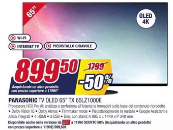 Trony PANASONIC TV OLED 65" TX 65LZ1000E offerta