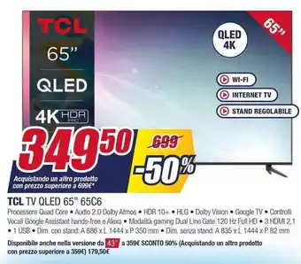 Trony TCL TV QLED 65" 65C6 offerta