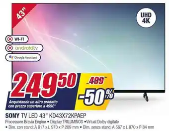SONY TV LED 43" KD43X72KPAEP