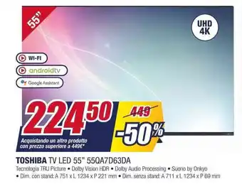 Trony TOSHIBA TV LED 55" 55QA7D63DA offerta