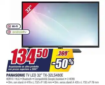 Trony PANASONIC TV LED 32" TX-32LS480E offerta