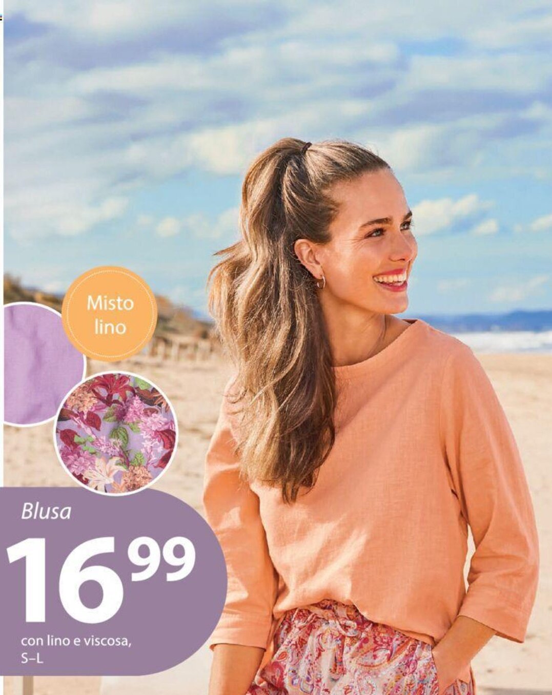 NKD Blusa con lino e viscosa, S-L offerta