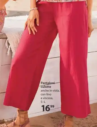 Pantaloni culotte anche in viola, con lino e viscosa, S-L