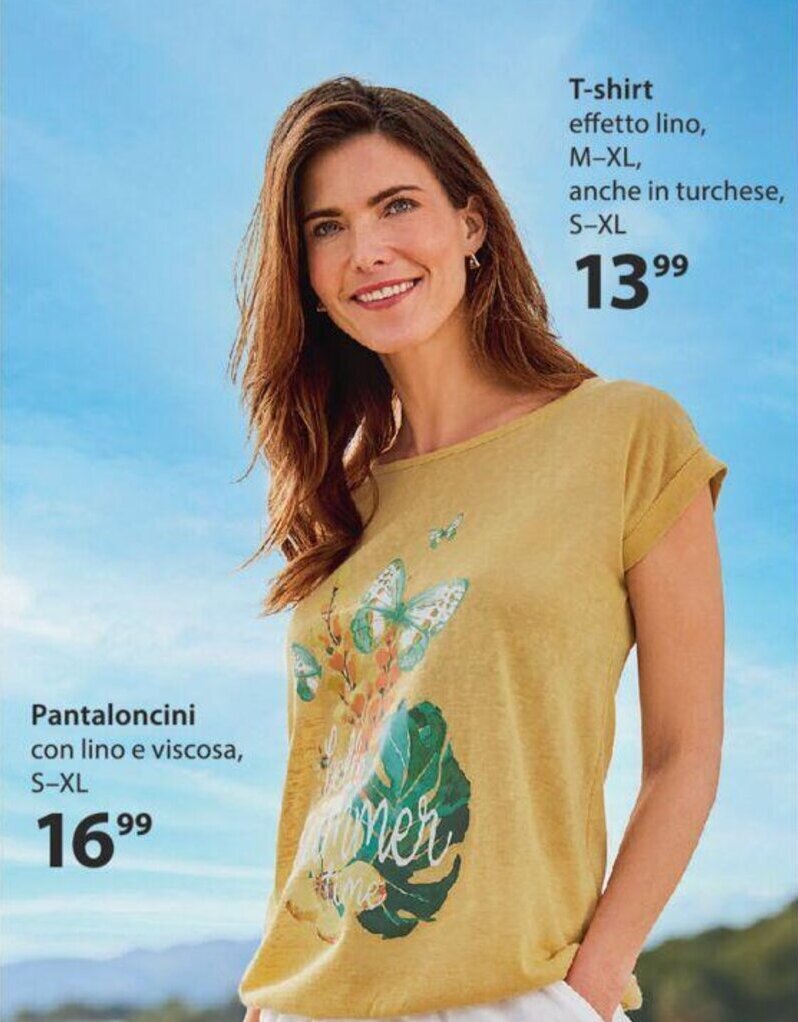 NKD T-shirt effetto lino, M-XL, anche in turchese, S-XL offerta