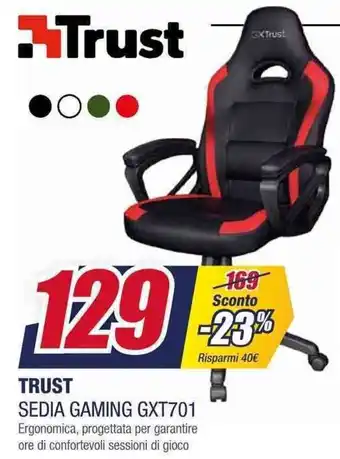 Trony TRUST SEDIA GAMING GXT701 offerta