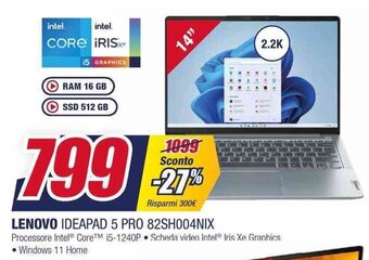 Trony LENOVO IDEAPAD 5 PRO 82SH004NIX offerta