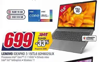 Trony LENOVO IDEAPAD 3 151TL6 82H8025LIX offerta