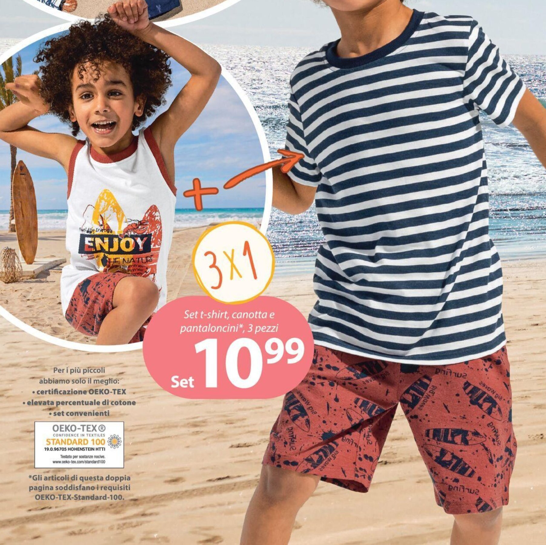 NKD Set t-shirt, canotta e pantaloncini*, 3 pezzi offerta