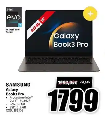 MediaWorld SAMSUNG Galaxy Book3 Pro offerta