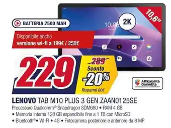 Trony LENOVO TAB M10 PLUS 3 GEN ZAAN0125SE offerta