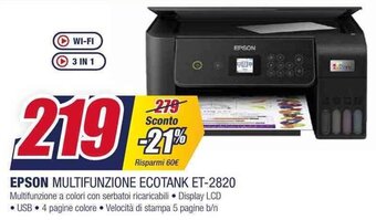 Trony EPSON MULTIFUNZIONE ECOTANK ET-2820 offerta