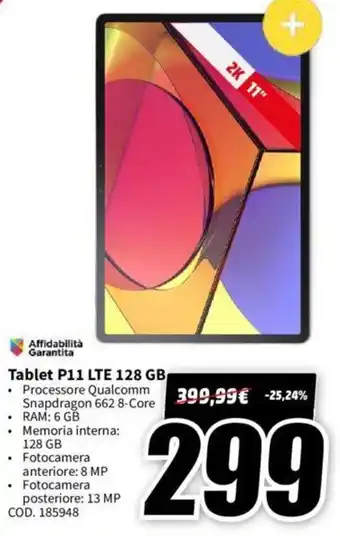 MediaWorld Tablet P11 LTE 128 GB offerta