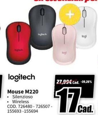 MediaWorld logitech Mouse M220 offerta