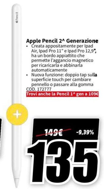 MediaWorld Apple Pencil 2^ Generazione offerta