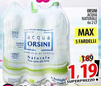 Il Genio Supermercato ORSINI ACQUA NATURALE 6x 2 LT offerta