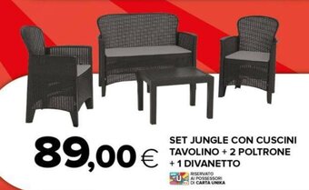 Oasi SET JUNGLE CON CUSCINI TAVOLINO + 2 POLTRONE + 1 DIVANETTO offerta