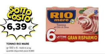 Oasi TONNO RIO MARE gr 100 x 6 offerta