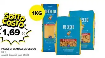 Oasi DE CECCO PASTA DI SEMOLA kg 1 offerta