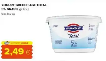 Oasi YOGURT GRECO FAGE TOTAL 5% GRASSI gr 450 offerta