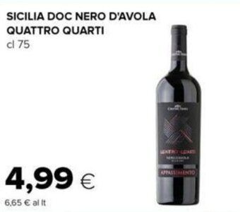 SICILIA DOC NERO D'AVOLA QUATTRO QUARTI cl 75