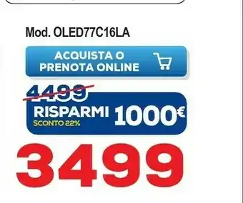 LG OLED77C16LA TV 195,6 Cm (77") 4K Ultra HD Smart TV Wi-Fi Bianco
