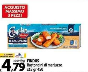 Carrefour Market Findus Bastoncini di merluzzo x18 gr 450 offerta