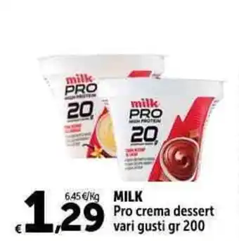 Carrefour Market MILK Pro crema dessert gr 200 offerta