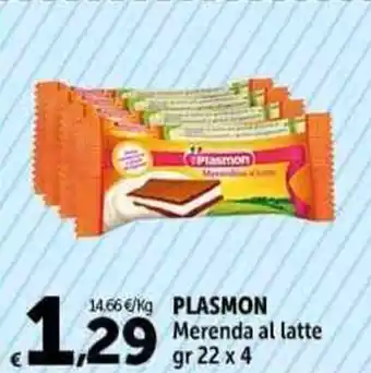 Carrefour Market PLASMON Merenda al latte gr 22 x 4 offerta