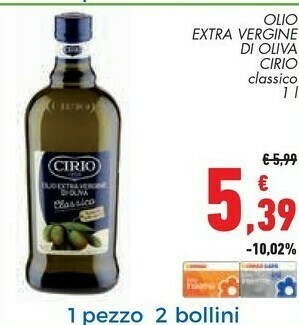 Conad Cirio Olio Extra Vergine Di Oliva 1000 G(ml) offerta