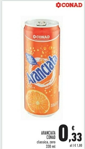 Conad Conad - Aranciata Zero Lattina 330 G(ml) offerta
