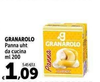 Carrefour Market GRANAROLO Panna uht da cucina ml 200 offerta
