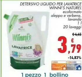 Conad City Winni's Detersivo Liquido Per Lavatrice Naturel Ecoformato offerta
