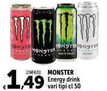 Carrefour Market MONSTER Energy drink vari tipi cl 50 offerta