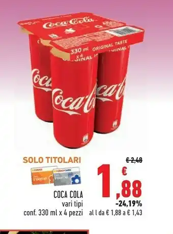Conad Coca Cola The Coca-Cola Company - Zero Zuccheri Lattina 1320 G(ml) offerta