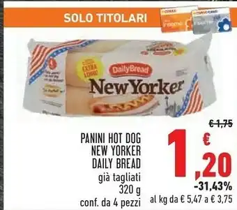 Conad Daily bread Panini Hot Dog New Yorker 320 G offerta
