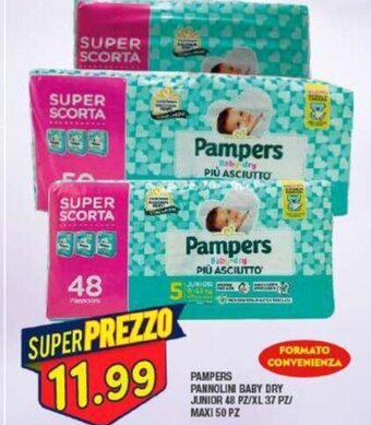 Maury's PAMPERS PANNOLINI BABY DRY JUNIOR 48 PZ/XL 37 PZ/ MAXI 50 PZ offerta