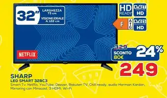 Euronics Sharp 32BC3E TV 81,3 Cm (32") Smart TV Wi-Fi Nero offerta