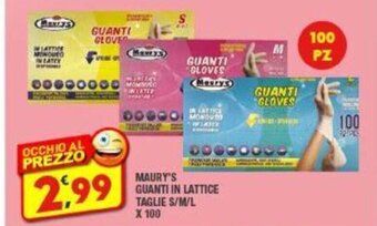 Maury's MAURY'S GUANTI IN LATTICE TAGLIE S/M/L X 100 offerta