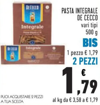 Conad DE CECCO PASTA INTEGRALE 500 g offerta