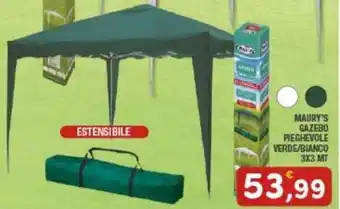 Maury's MAURY'S GAZEBO PIEGHEVOLE VERDE/BIANCO 3X3 MT offerta