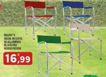Maury's MAURY'S SEDIA REGISTA IN ALLUMINIO BLU/ECRO/ ROSSO/VERDE offerta