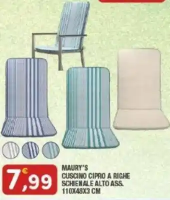 MAURY'S CUSCINO CIPRO A RIGHE SCHIENALE ALTO ASS. 110X48X3 CM