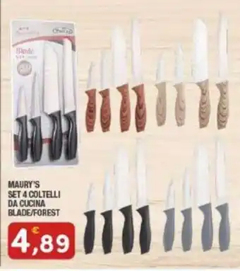 Maury's MAURY'S SET 4 COLTELLI DA CUCINA BLADE/FOREST offerta