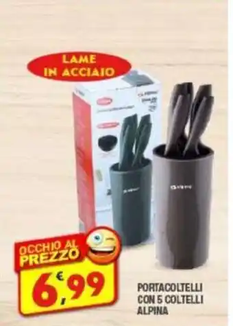 PORTACOLTELLI CON 5 COLTELLI ALPINA