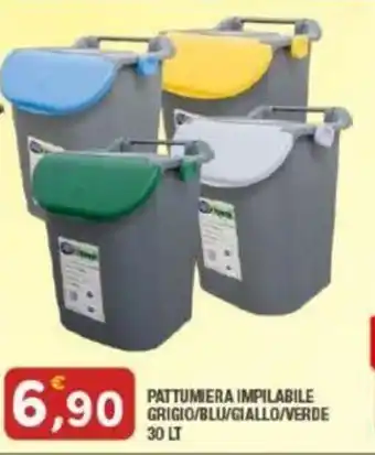 PATTUMIERA IMPILABILE GRIGIO/BLU/GIALLO/VERDE 30 LT